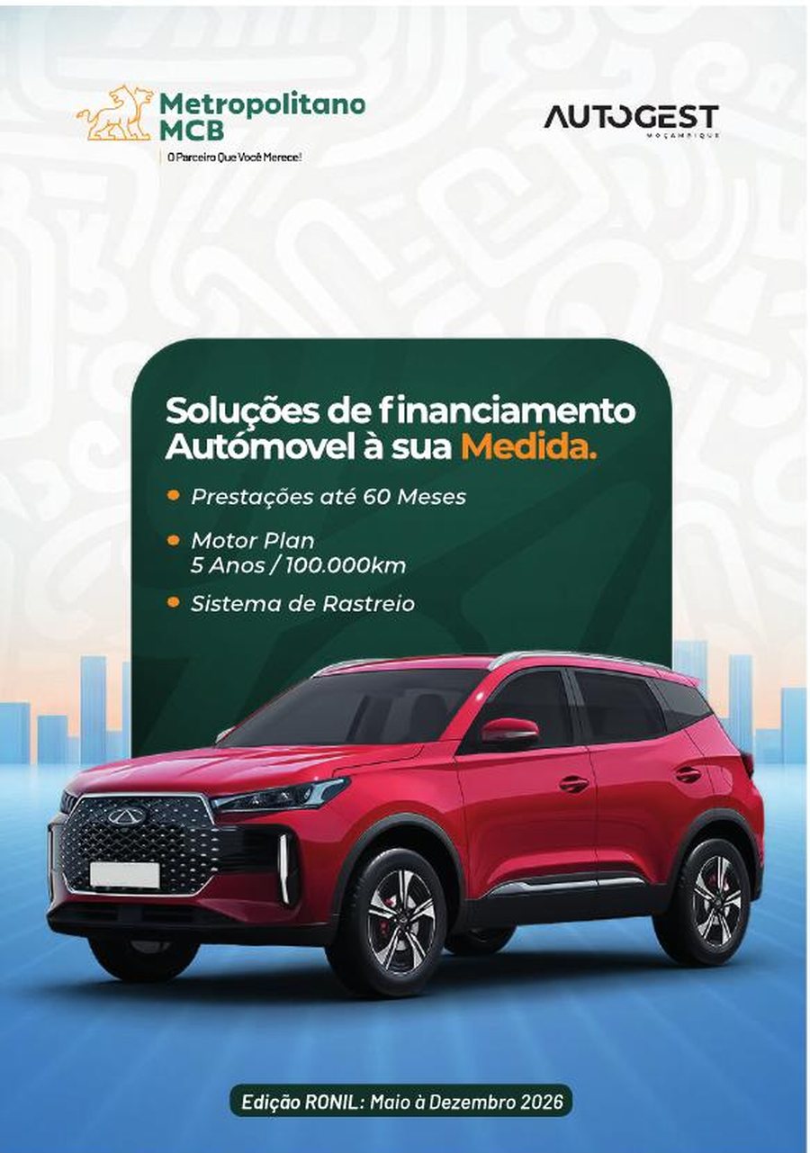 Capa do catálogo automóvel Autogest Moçambique com o Metropolitano MCB